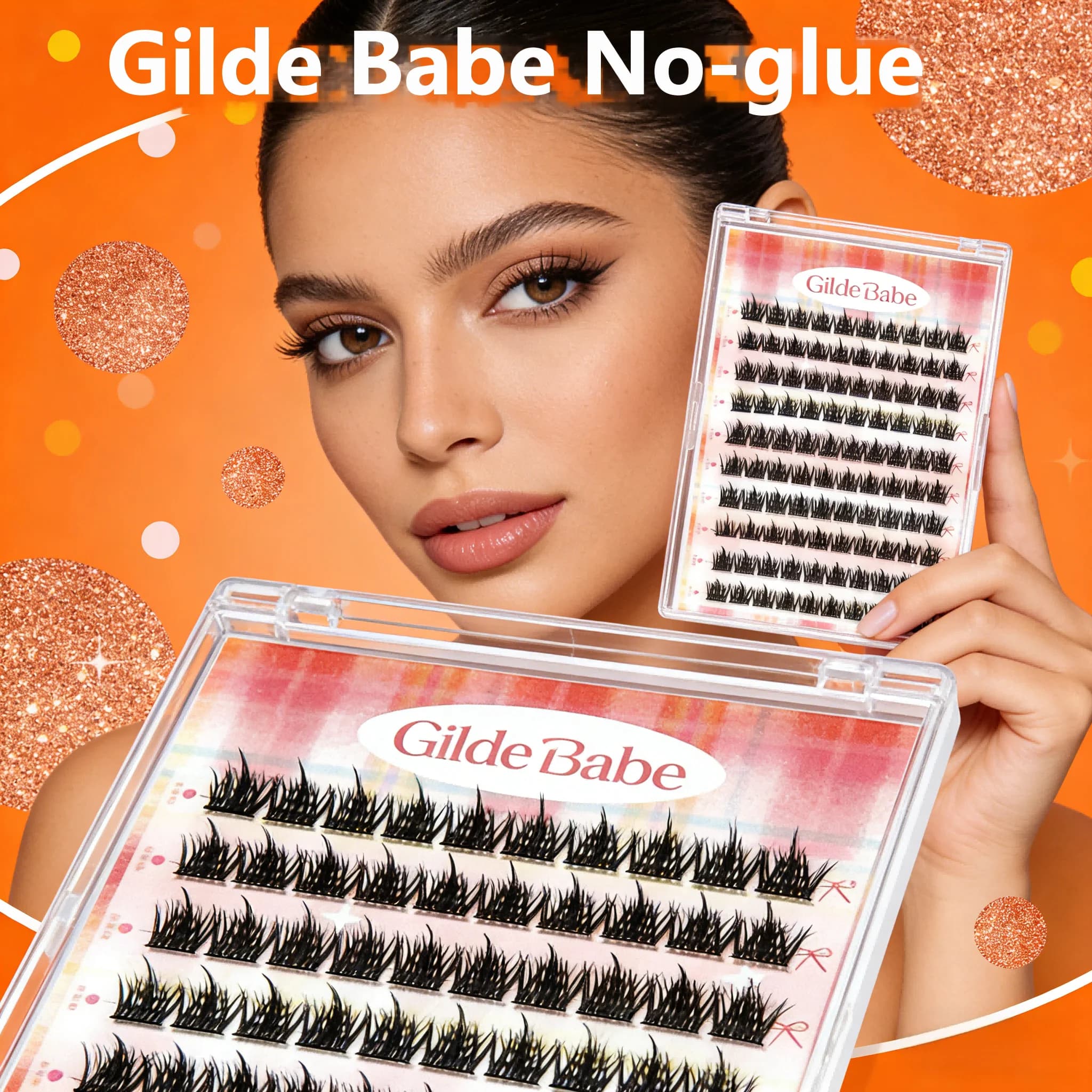 Finte Autoadesive Gilde Babe, Ciglia a Ciuffetti Fai-da-Te Senza Colla, Extensions Eyelashes Individual, Tools for Makeup