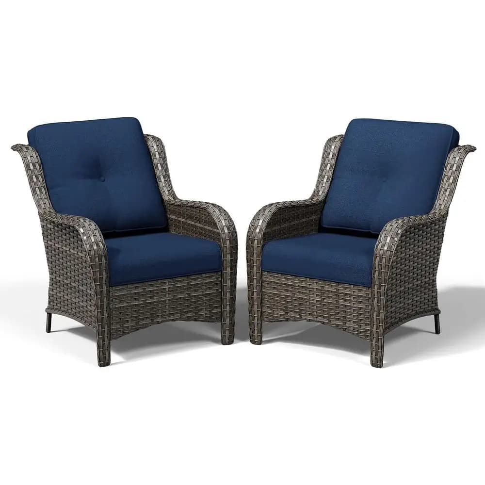 Patio Chairs Set o 2, Wicker Patio urniture with High Back, Deep Seating, Wide Armrest, Thickened Cushions, Outdoor Rattan urnit