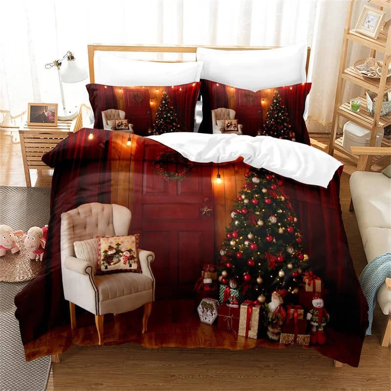 Set biancheria da letto Babbo Natale Set copripiumino Copripiumino alla moda Set letto per ragazzi e ragazze Decorazioni natalizie Set biancheria da letto per camera da letto dell'hotel