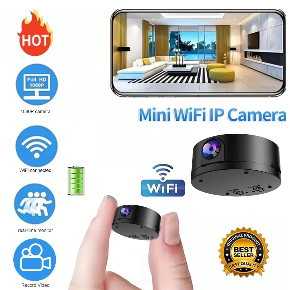 Telecamera WIFI wireless HD 1080p Mini telecamera wireless per visione notturna Rilevatore di suono di movimento Micro baby monitor grandangolare da 170 gradi