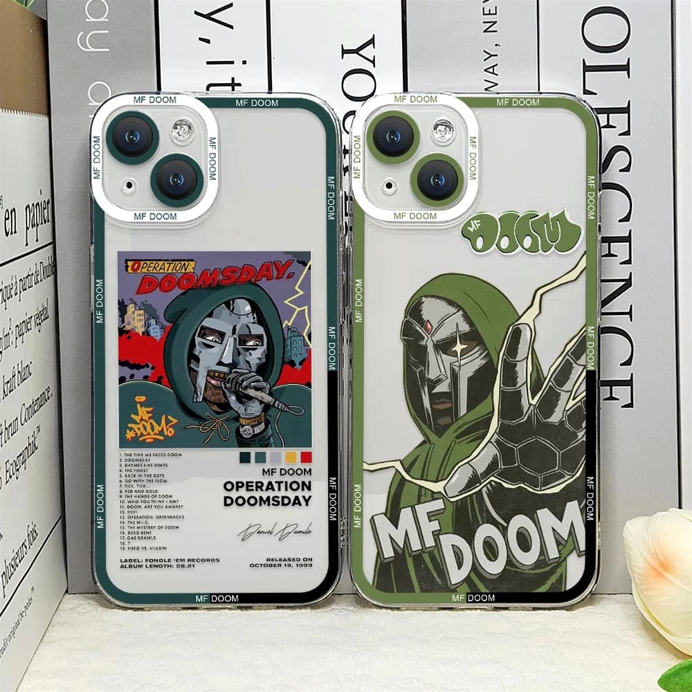 Fashion MF DOOM Hot Singer Phone Case for IPhone 16 15 14 13 12 11 Mini Pro Max X XR XS 7 8 16Plus SE20 Transparent Cover Fundas