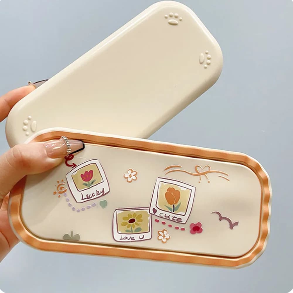 Scatola per occhiali con stampa di cartoni animati carini scatola portaoggetti per occhiali in plastica per uomo e donna custodia protettiva per occhiali da lettura da viaggio scatola per occhiali da sole semplice