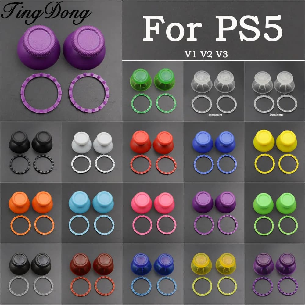 1/2/3Set 3D Joystick Thumbstick Caps & Accent Rings For PS5 DualSense Controller Mushroom Cap Replacement Decor Accessories