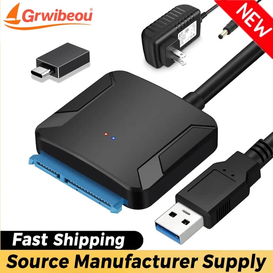 Cavo USB 3.0 a SATA Grwibeou, Adattatore Convertitore da SATA III a USB, Supporta SSD/HDD Esterni da 2.5/3.5 Pollici
