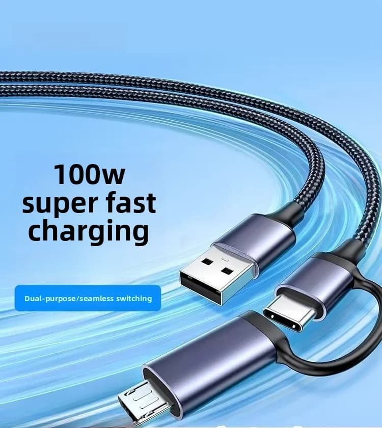 Quick Charging Cable UGREEN US324 2-in-1 6A 66W Type-C + Micro USB for Huawei Xiaomi 1m