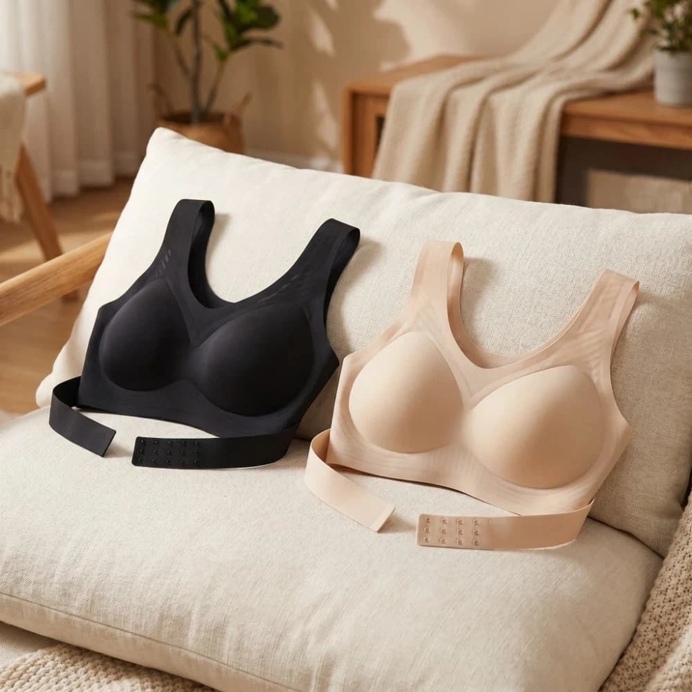 Reggiseno Correttore di Postura Senza Cuciture Push-Up con Spalline Incrociate Antiurto, Reggiseno Wireless Modellante, Lingerie Anti-cedimento per Donna