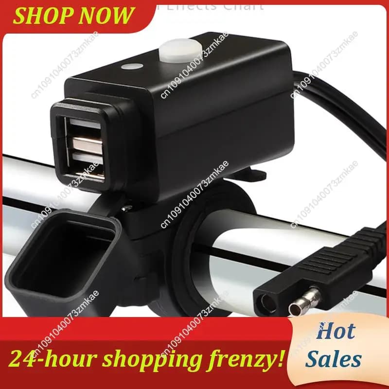 Vendita quotidiana Caricatore USB per moto Adattatore impermeabile 3.1A con fusibile 10A, cavo connettore O Ring GPS Phone Tablet