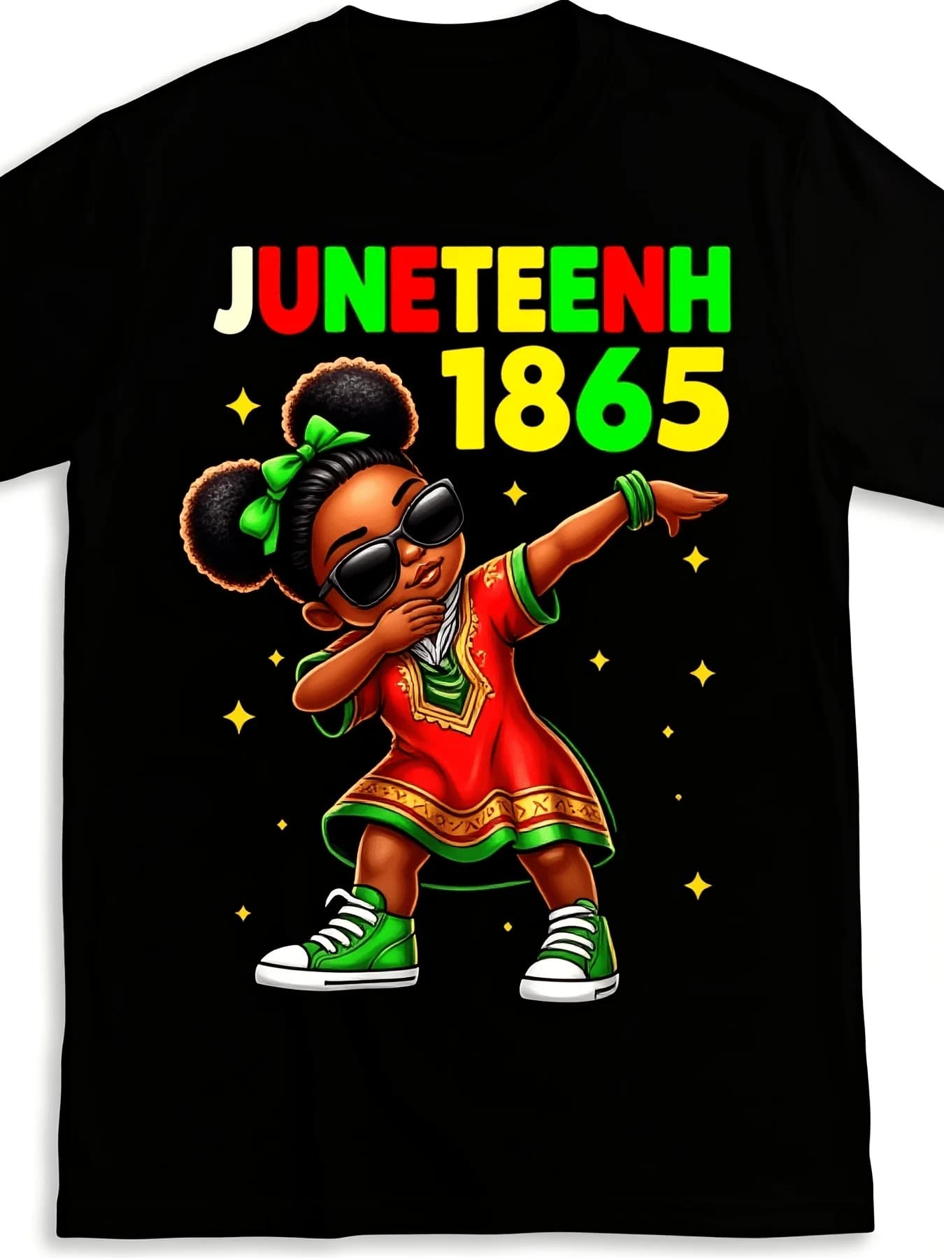 Juneteenth 1865 Graphic Print T-Shirt Bright Color Block Style Soft And Breathable Lightweight Crew Neck Tee Regular Fit for Everyone Machine Washable Cultural Celebration Clothing for Couples.Jpg