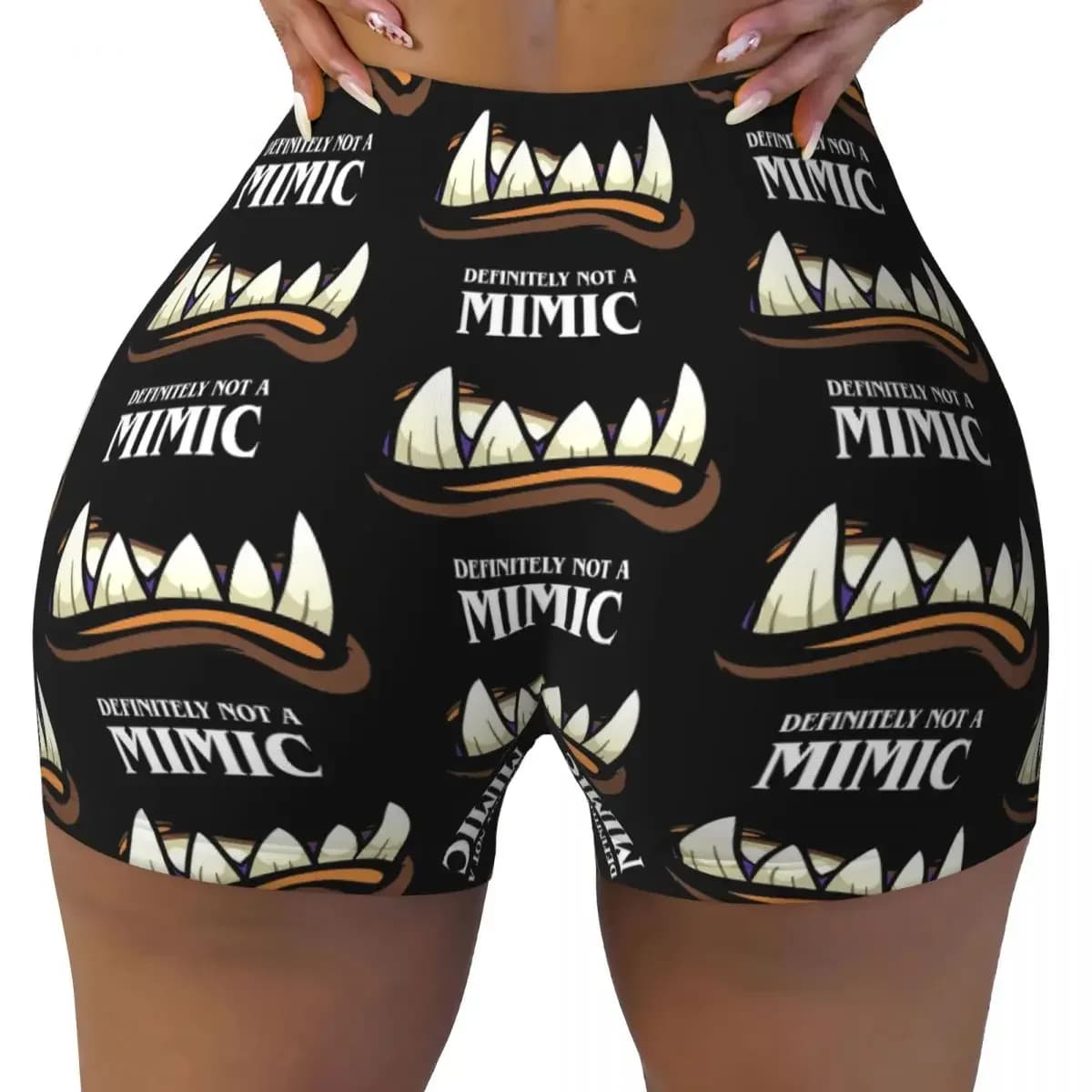 Custom Definitely Not A Mimic Tabletop RPG Gaming Yoga Shorts Women Gym Workout Running Athletic Volleyball Biker Shorts