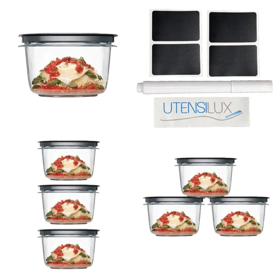 Rubber Maid Premier, 7 Cup Premier Flex and Seal Food Storage Set, 3 Tritan Containers, 3 Grey Flex and Seal Lids, 6 Pcs Bundle