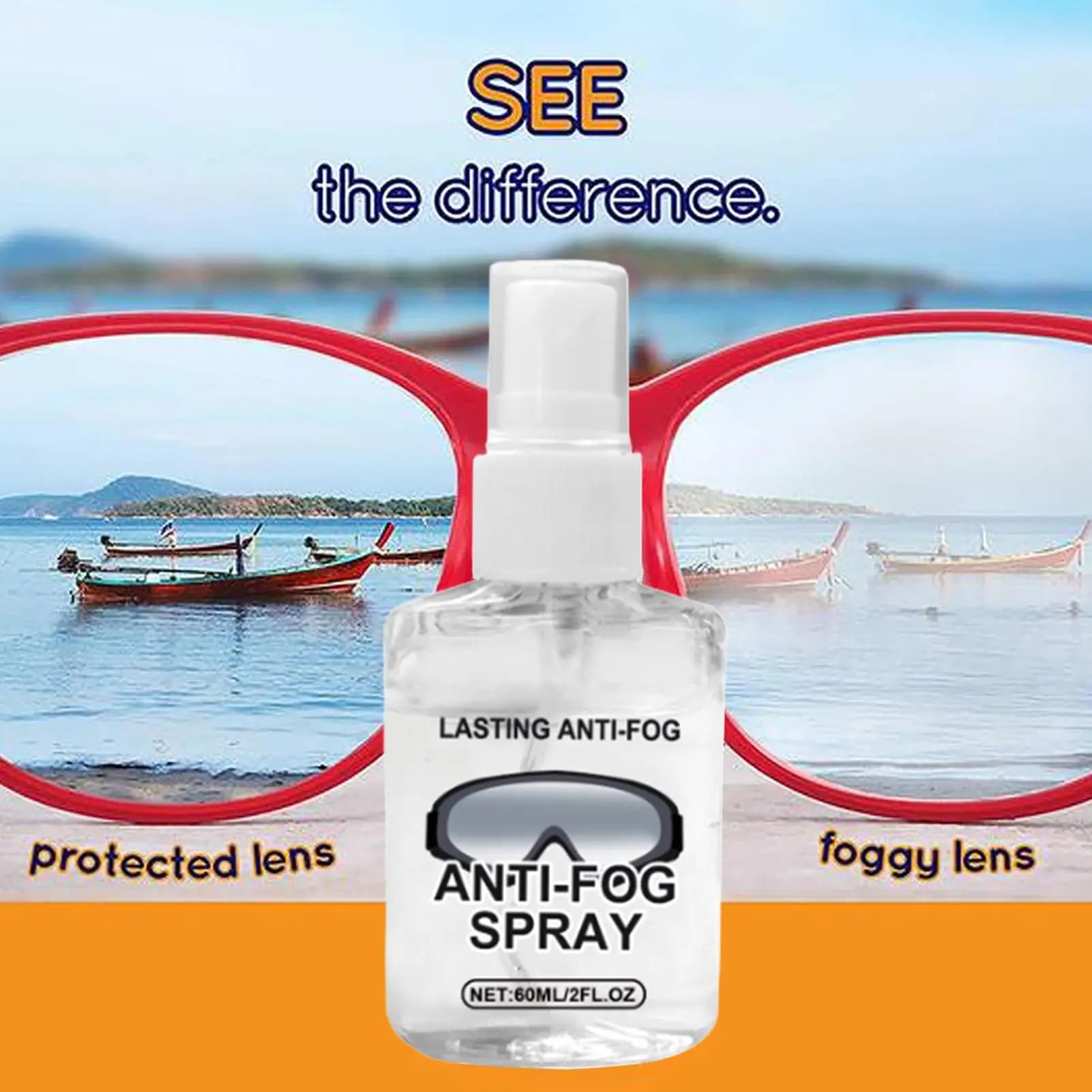 1 pcs Anti-foggering Agent For Eyewear Spray Rapid Defoggeration Spray Detergent Anti-fogger For Eyewear Long-Term 60 ml