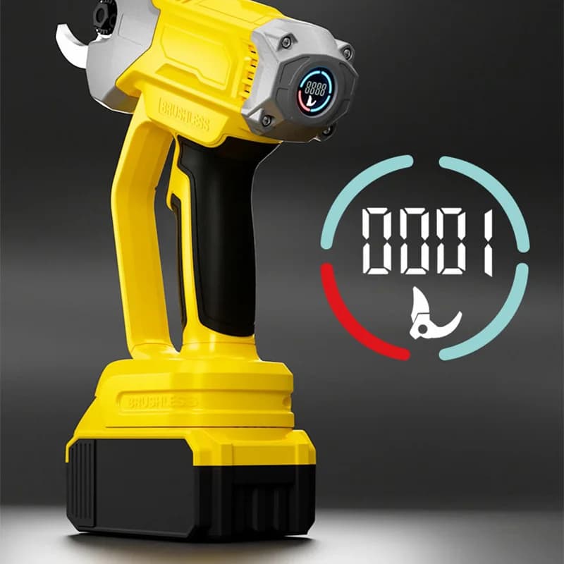Electric Pruning Shears, Cordless Pruning Shears, Brushless Motor, Compatible with DW Batteries, with Digital Display