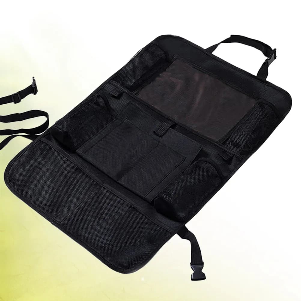 Borsa portaoggetti multifunzione per sedile posteriore auto, organizer in tessuto Oxford nero, tasca da appendere al sedile, custodia da viaggio per telefono e bottiglia