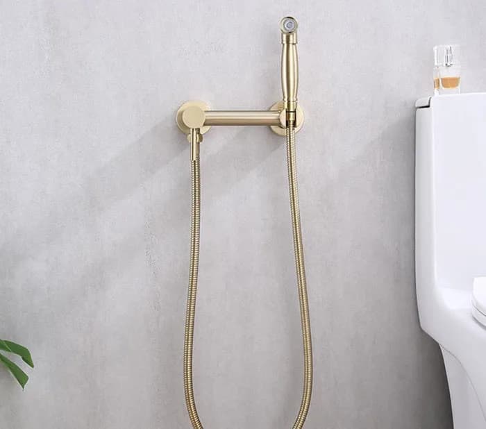 Brushed Gold copper Toilet Bidet mixer Faucet Hot Cold Mixer Water Handheld Bidet Faucet Bathroom Shattaf Sprayer shower