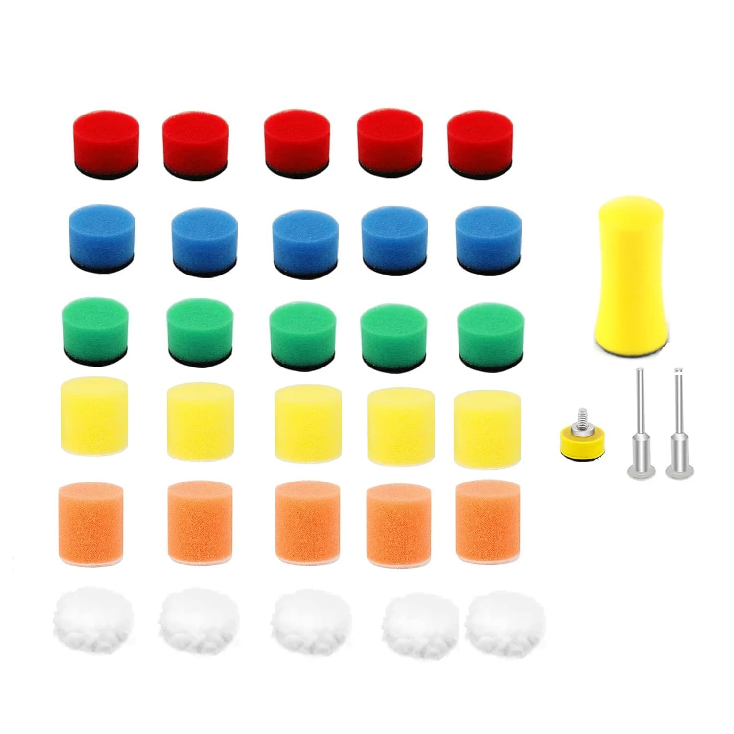 Kit mini tampone per lucidatura da 1 pollice 25MMM 34 pezzi con blocco di levigatura a mano Tampone di lana e supporto per lucidare metallo e legno per auto