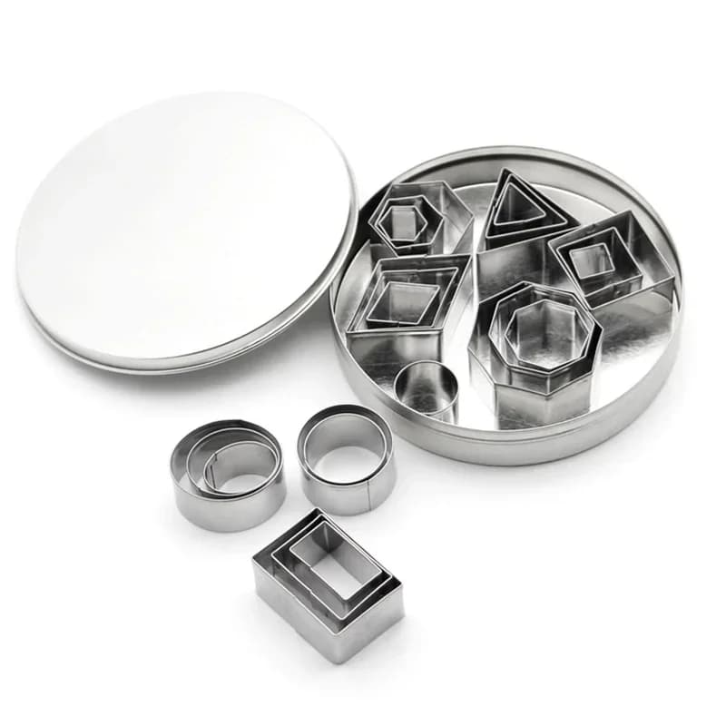 24pcs/set Stainless Steel Cookie Cutter Mold Round Square Geometric Shapes Pastry Biscuit Fondant Mold DIY Cake Decorating Tools