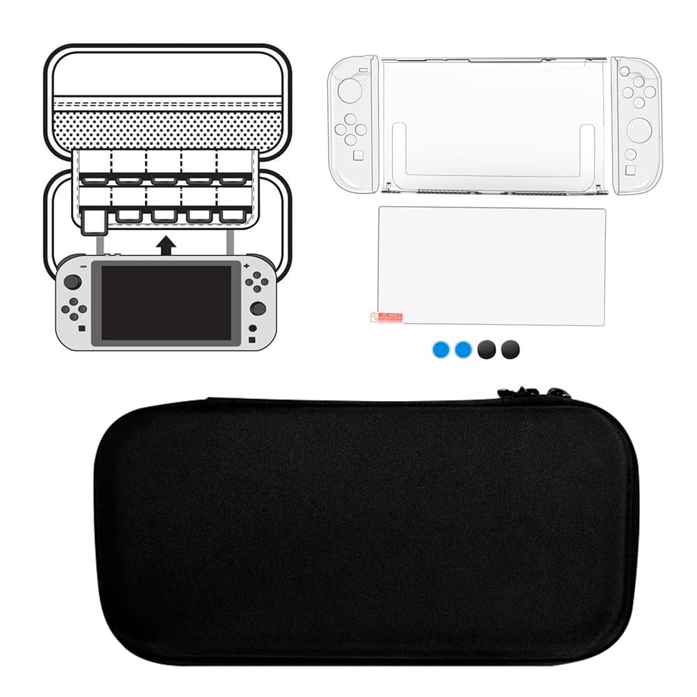Custodia per Nintendo Switch 2 Model Bundle con Accessori, Grip, Cappucci e Pellicola Protettiva, Cover Trasparente