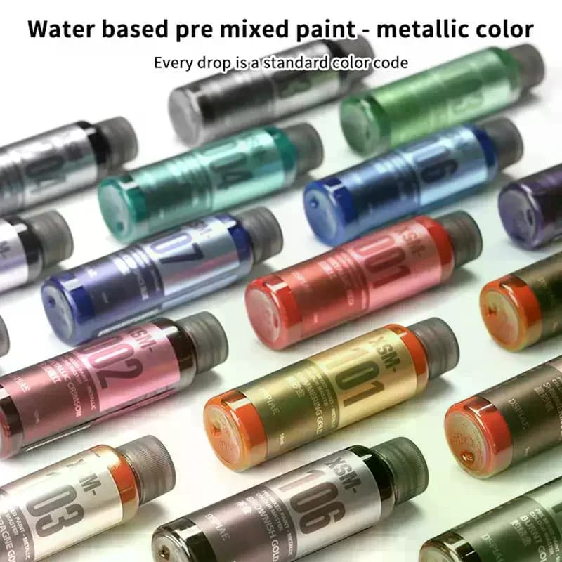 Vernice premiscelata a base d'acqua da 50 ml - Colore metallico per modellismo in scala, strumenti per aerografo e assemblaggio a spruzzo