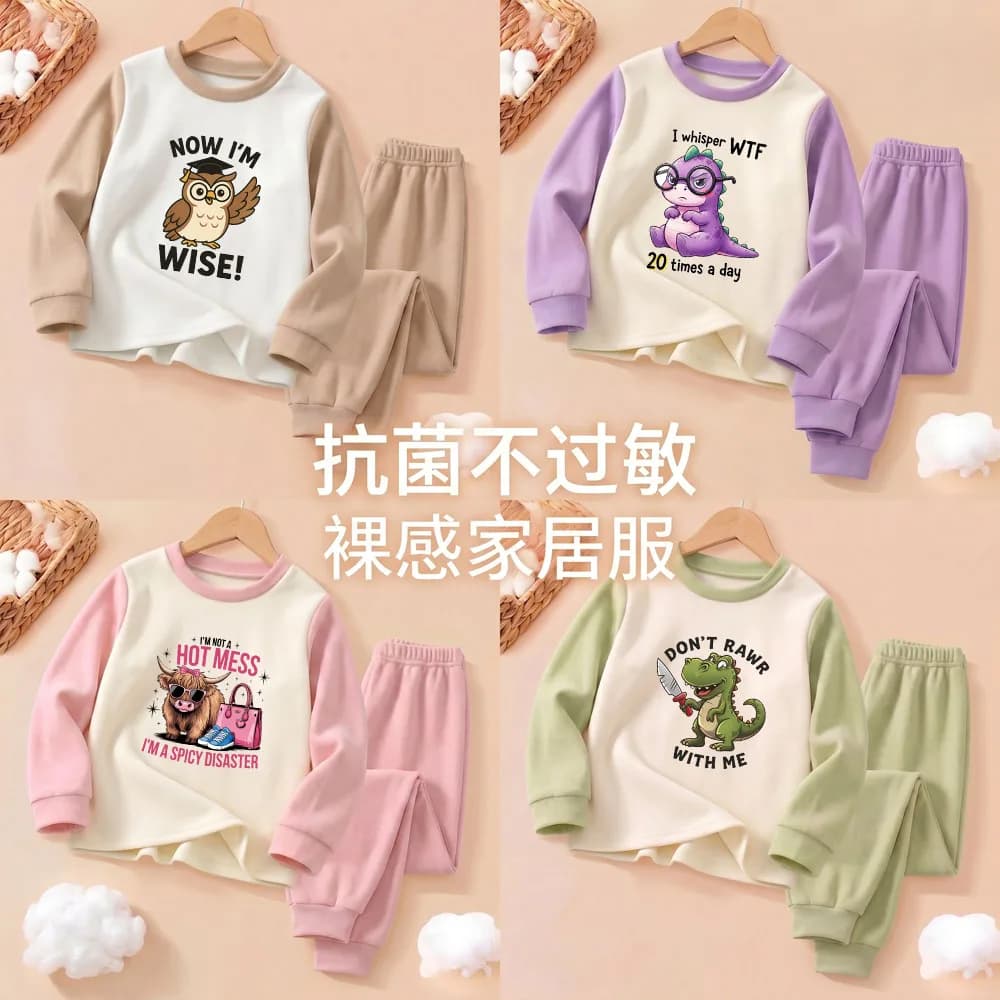 2026 Autumn and Winter Boys Long Sleeve Home Clothes Sets Velet Fleece Girls Soft Comfortable Sleepwears Kids Fashion Pajamas
