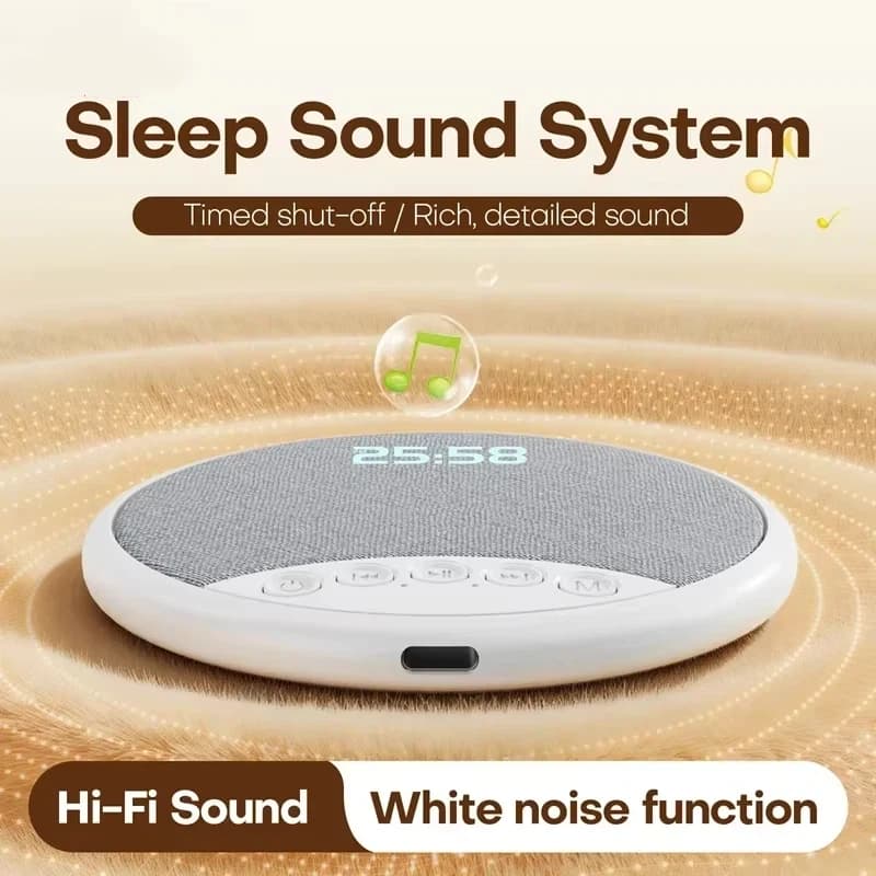 Lenovo Pillow Speaker HiFi Sleep Sound Machine White Noise Bluetooth 5.4 Speaker Digital Alarm Clock Timer Long Battery Life