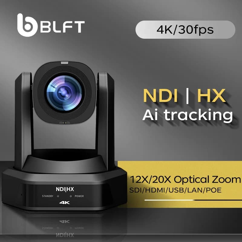 PTZ NDI 4K Zoom optical 12X 20X AI camera with live streaming PTZ camera PoE HDMI/SDI/USB/IP for church services