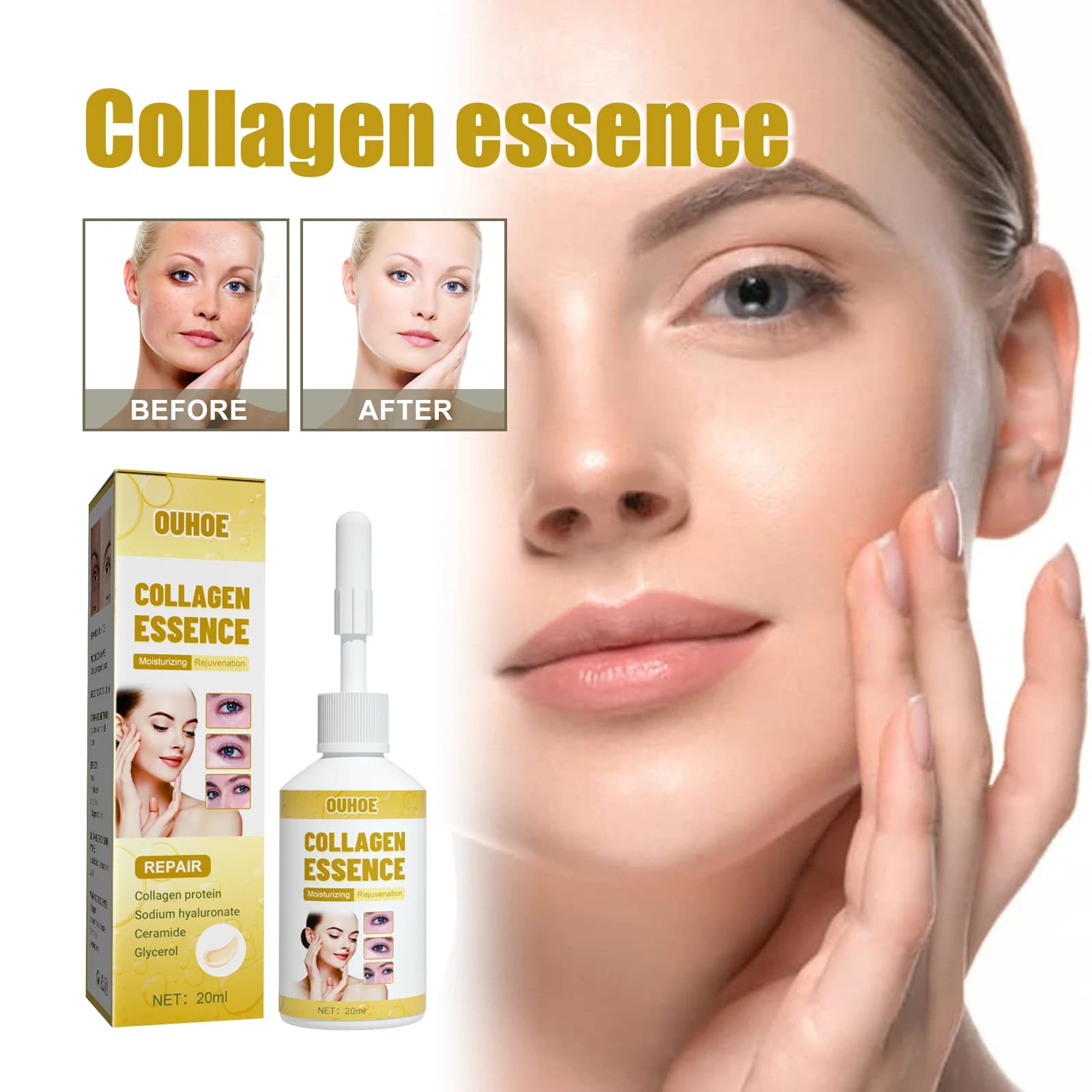 Barriera idratante per la pelle con essenza di collagene, liscia le rughe e riduce le linee sottili, prodotti per la cura della pelle con essenza