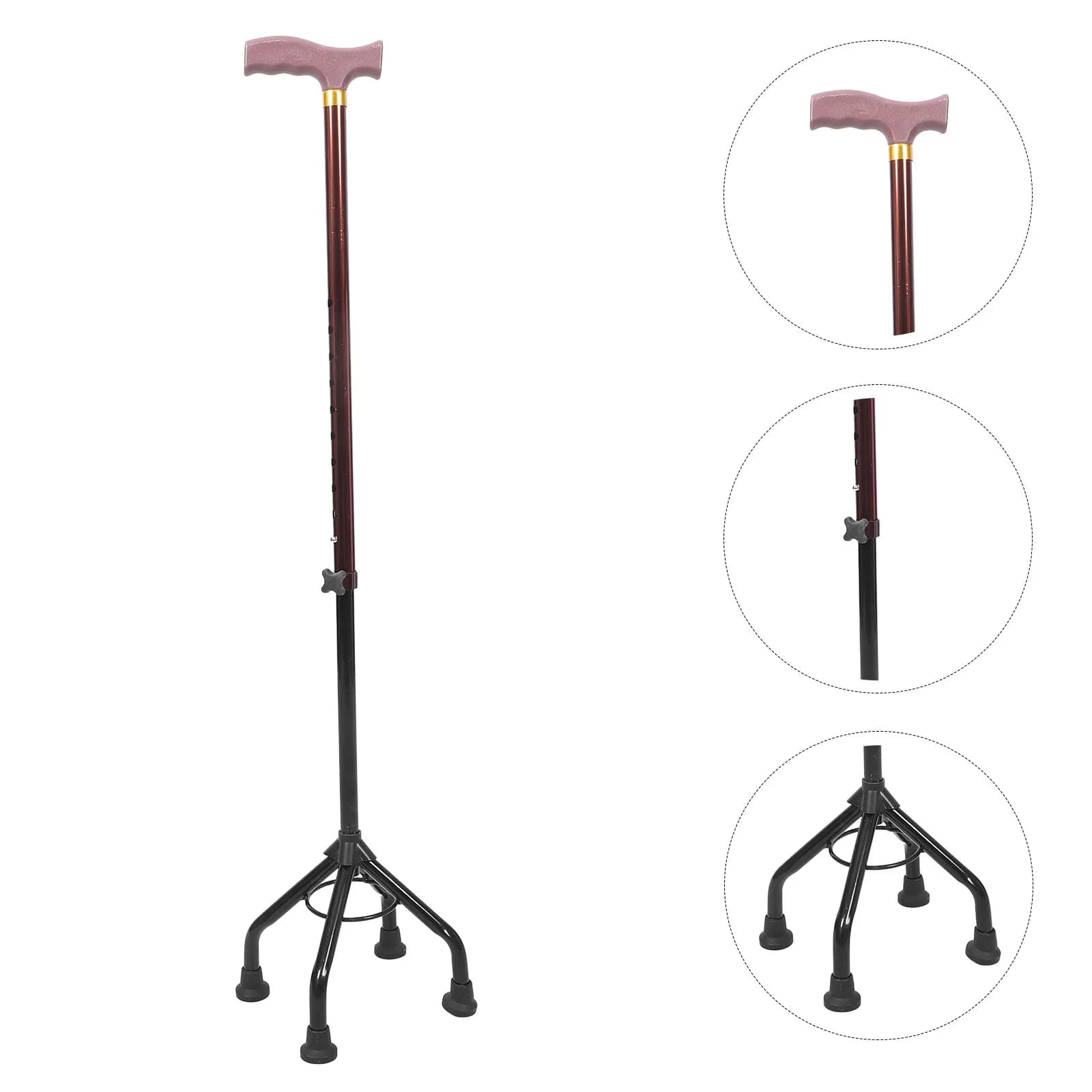 Adjustable Detachable Walking Cane for Men Elderly Hiking Trekking Pole with Nonslip Rubber Tip Four-Legged Stability Design