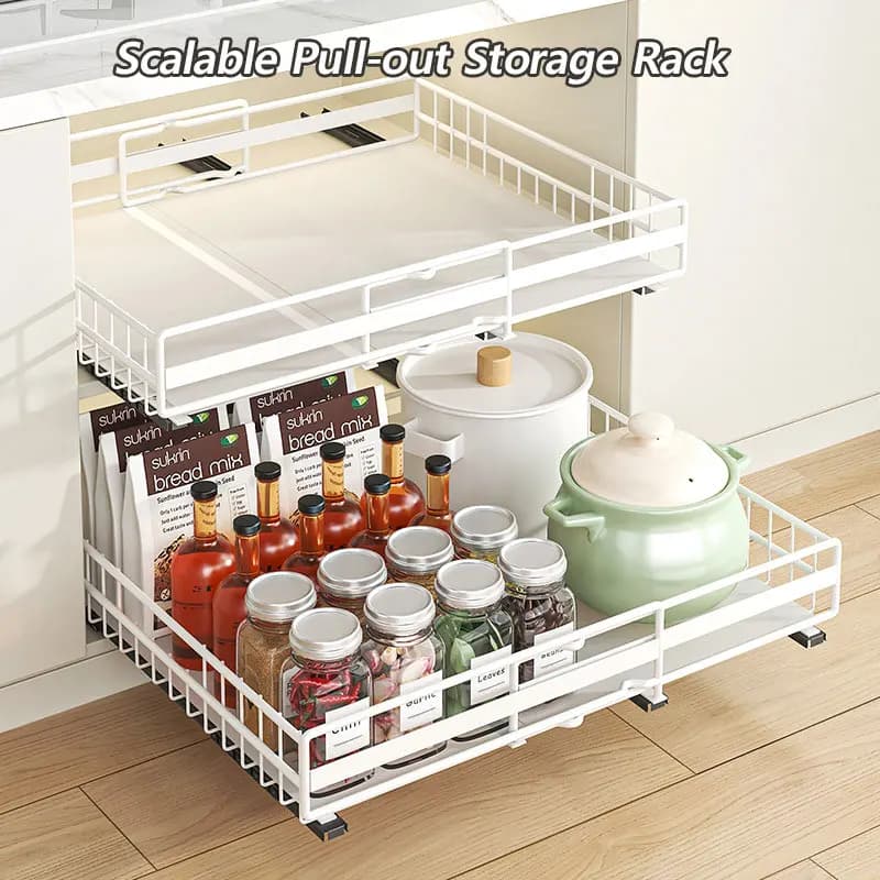 Nuovo cestino portaoggetti telescopico per cucina, spezie, condimenti, cassetto portaoggetti estraibile, portaoggetti da cucina