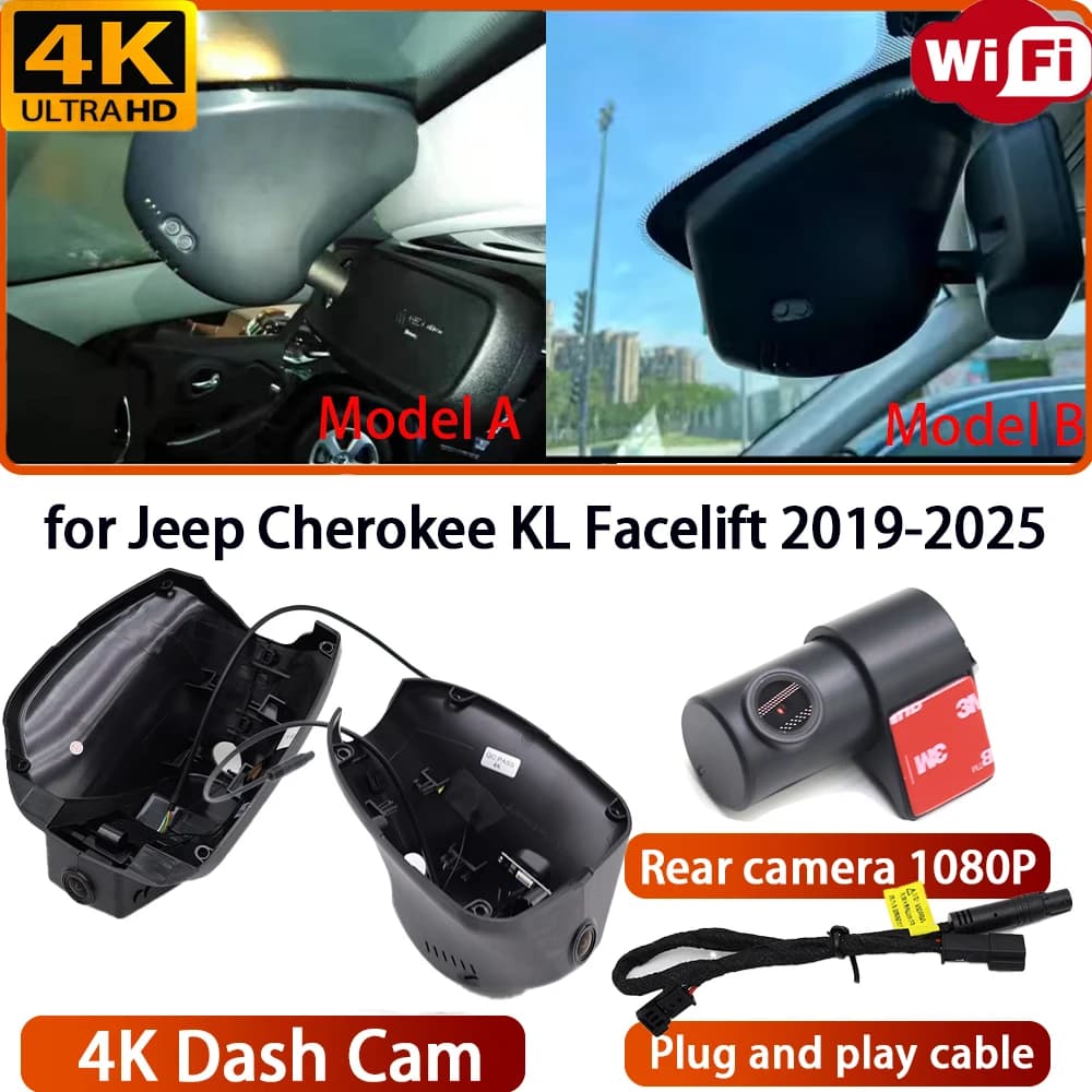 for Jeep Cherokee KL Facelift 2019-2025 Video Recorder 4K Lens DVR Dash Cam Wifi OEM Camera 170° Wide Angle Loop Recording