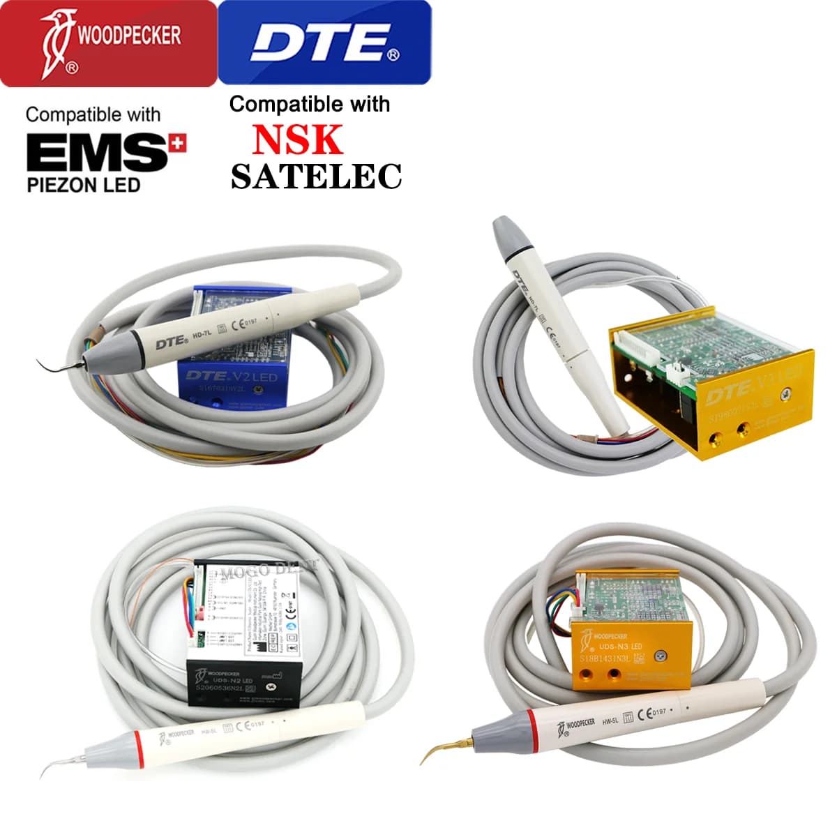 Original Ultrasound Dental Scaler Woodpecker DTE Build-In UDS LED N2 N3 V2 V3 Fit EMS NSK ACTEON SATELEC Teeth whitening