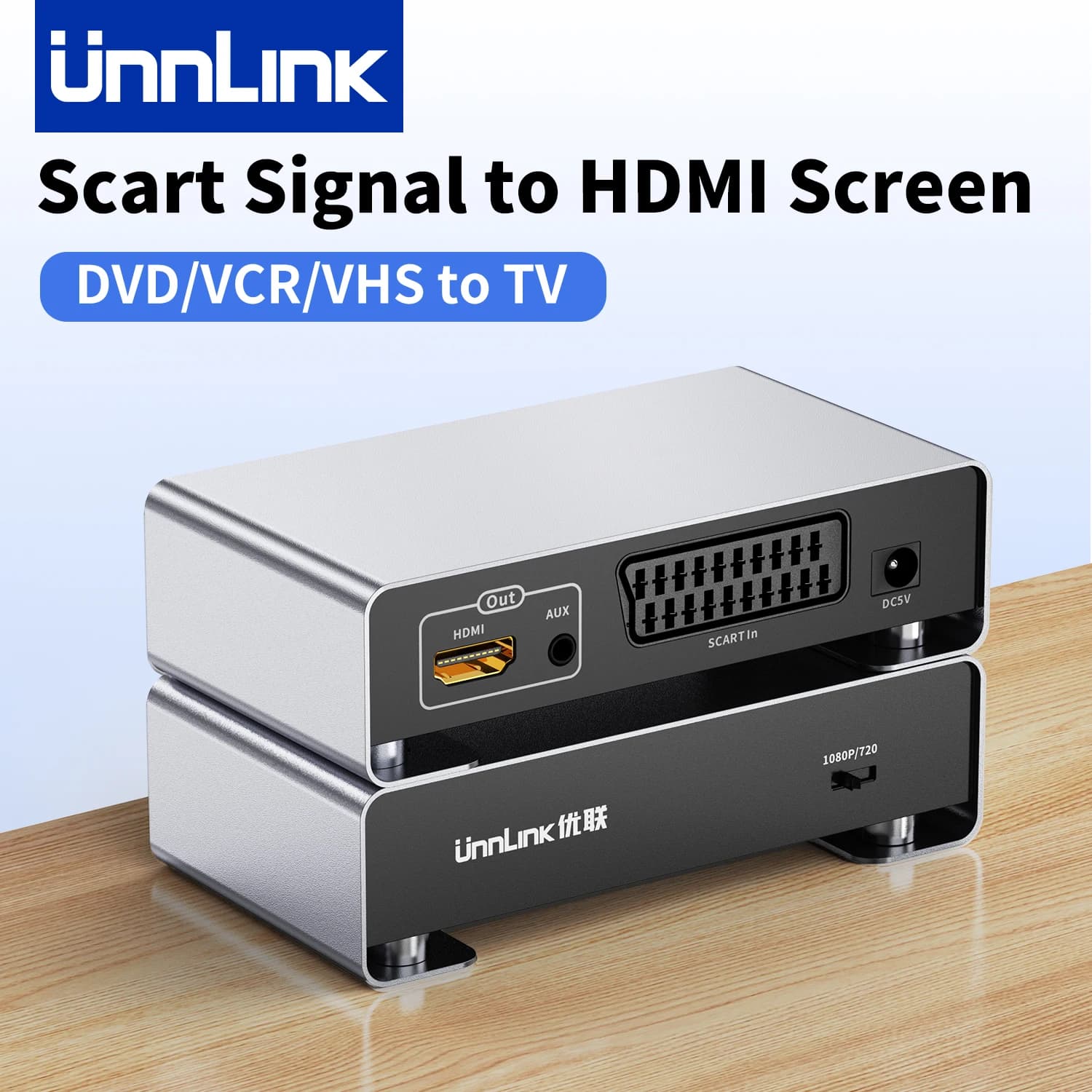 Unnlink Convertitore da segnale scarto a schermo HDMI 1080P con amplificatore di uscita Aux da 3,5 mm per DVD STB VHS VCR Xbox PS2 a monitor TV