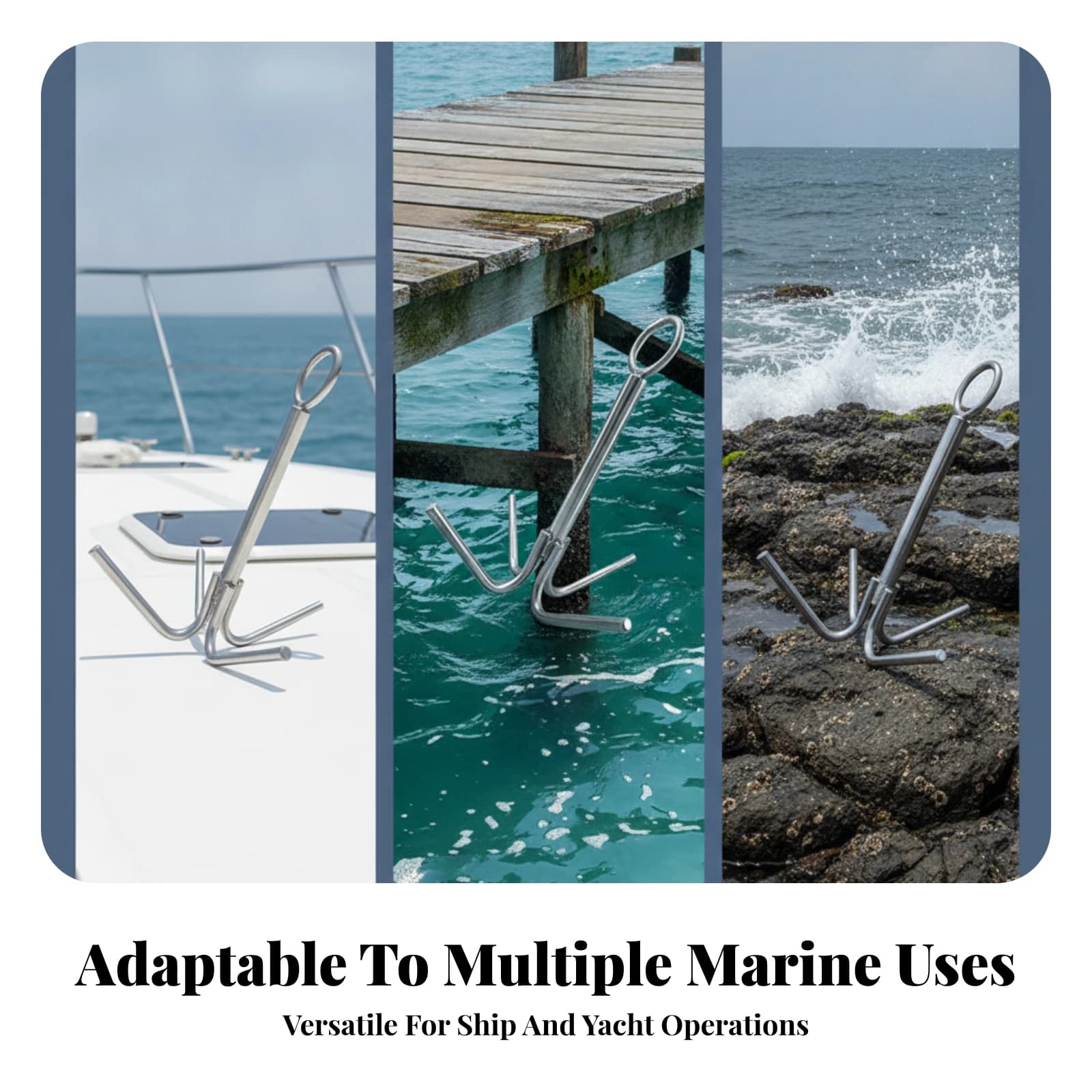 Strong Grip 4-Claw Grappling Hook Corrosion Resistant Four-Prong Anchor Hook 4-Prong Boat Anchor