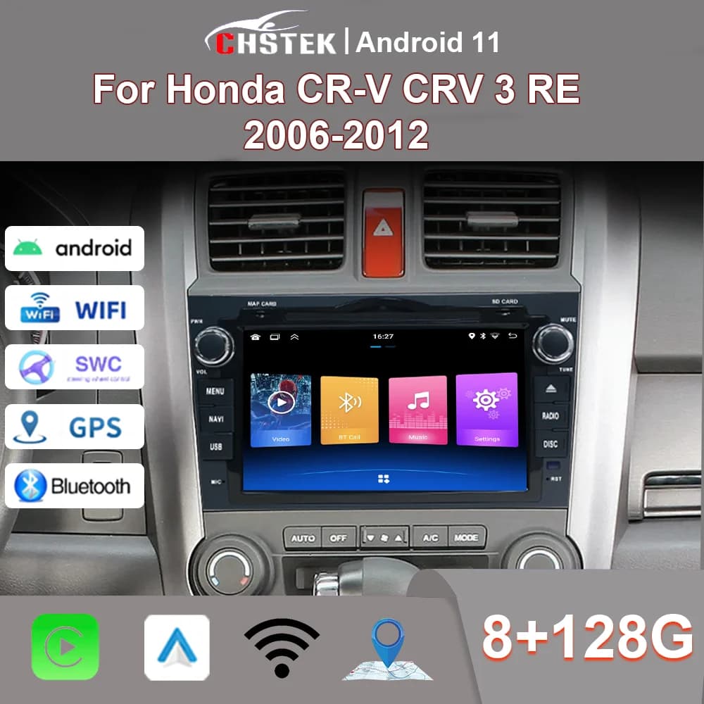CHSTEK Android 11 Car Radio For Honda CR‑V CRV 3 RE 2006‑2012 Wireless Carplay & Android Auto Car Stereo Bluetooth WIFI GPS 4G