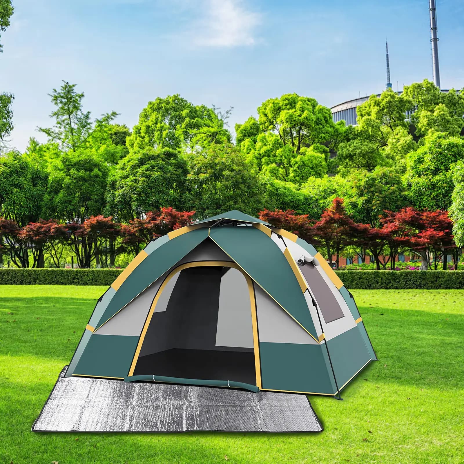 Tappetino da Campeggio Impermeabile, Materassino Spesso Portatile per Tenda, Cuscino Pieghevole da Picnic con Borsa per il Trasporto