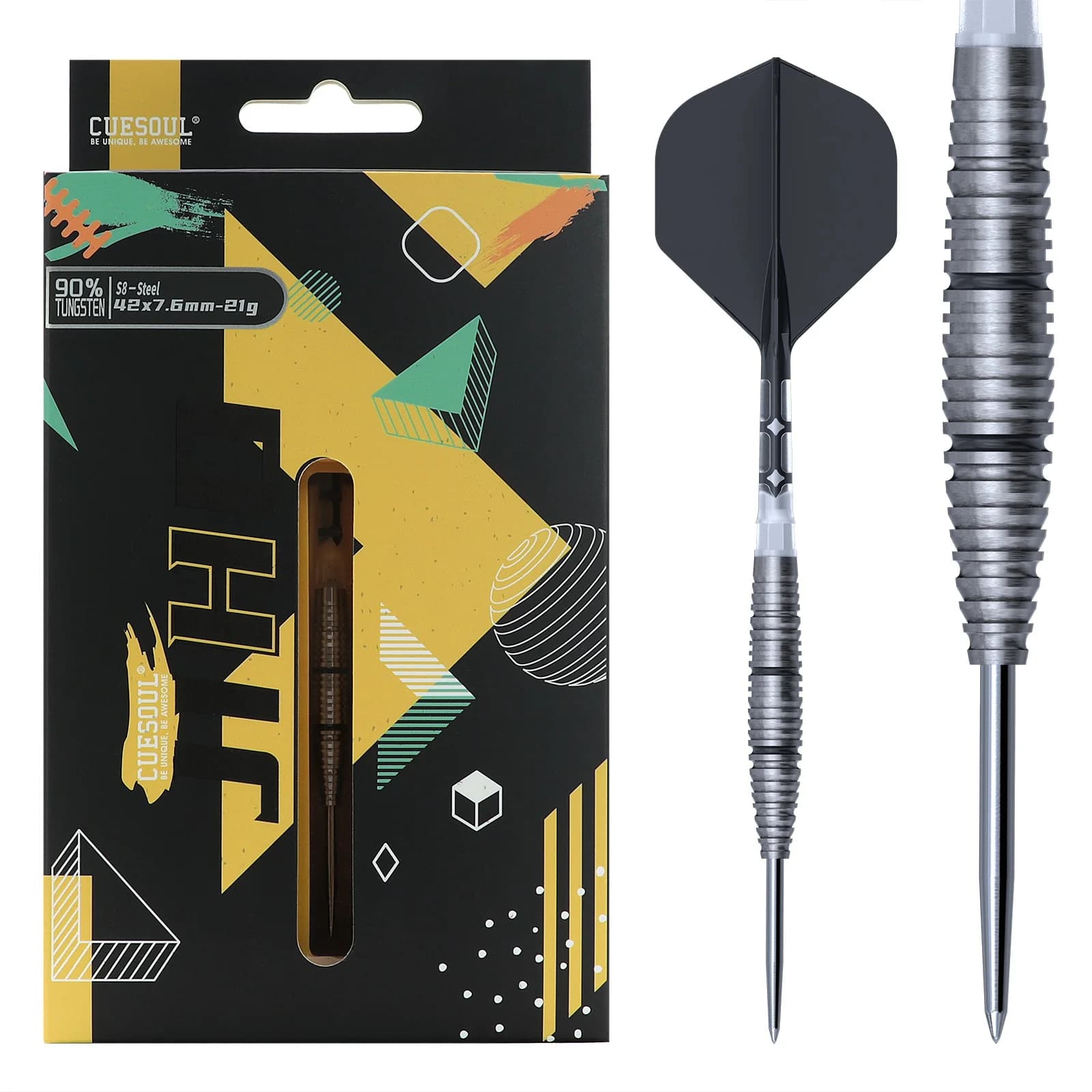 CUESOUL JIHO S8 21/23g Set di freccette con punta in acciaio al 90% al tungsteno con voli ROST T19