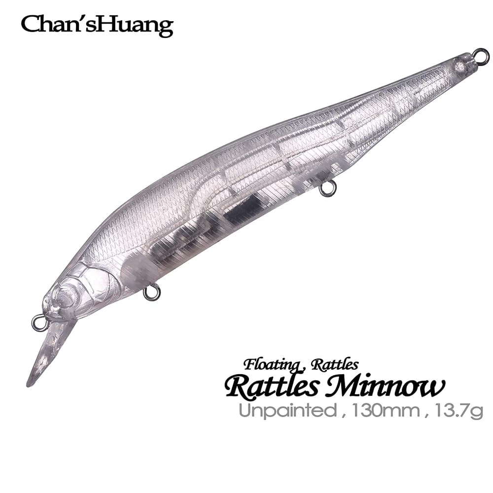 Chan'sHuang 20PCS Non Verniciato Spazi Vuoti Esca Trasparente 13cm 13.7g Sonagli Galleggianti Minnow FAI DA TE Fatti A Mano Richiamo di Pesca Artificiale Tack