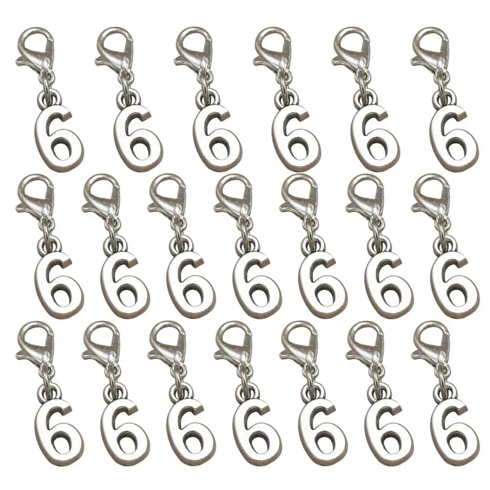 20 Pezzi Chiusure a Moschettone in Lega, Ciondoli a Numero Arabo Fai da Te, Accessori per Creazione Gioielli Pendenti per Collane e Bracciali