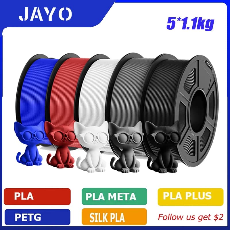 JAYO PLA/PLA Plus/petg PLA meta/PLAYG/HS-PLA/HSMPETG 3D printer thread 1.75 mm 3D printer materials FDM high tenacity 5 rolls