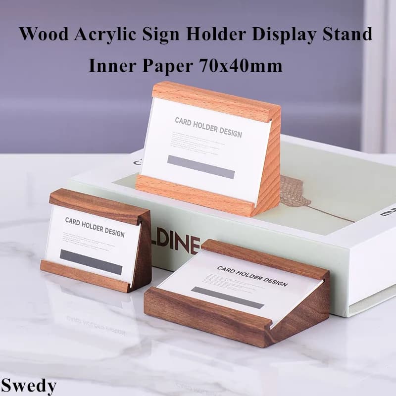 70x40mm Etichette prezzo in legno Etichette Numero tavolo Nome Porta carte Porta menu Piccolo espositore porta cartello in acrilico