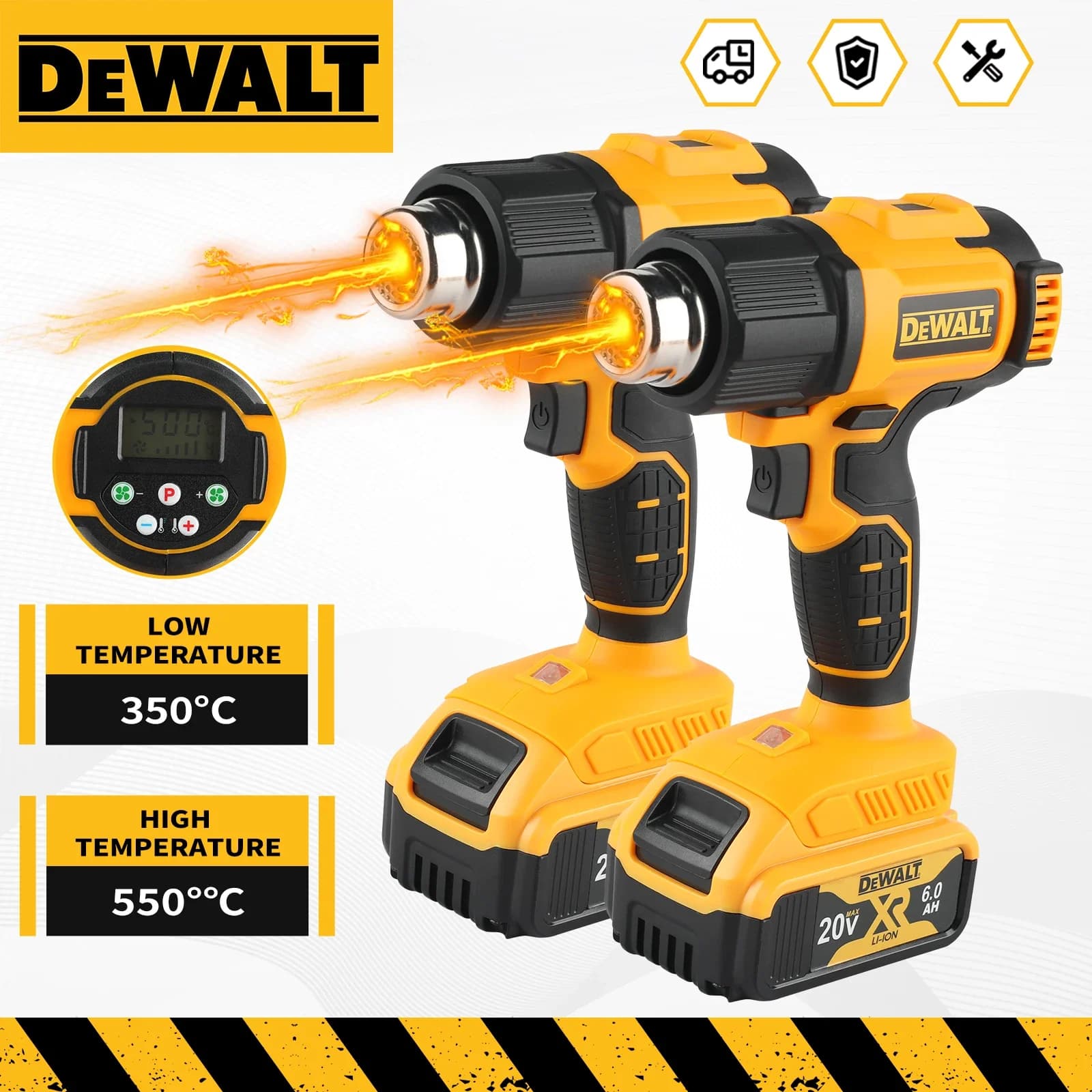 DEWALT DCE530N Pistola Termica a Batteria (Solo Corpo Macchina) per Termoretrazione Industriale, Soffiatore Elettrico ad Aria Calda