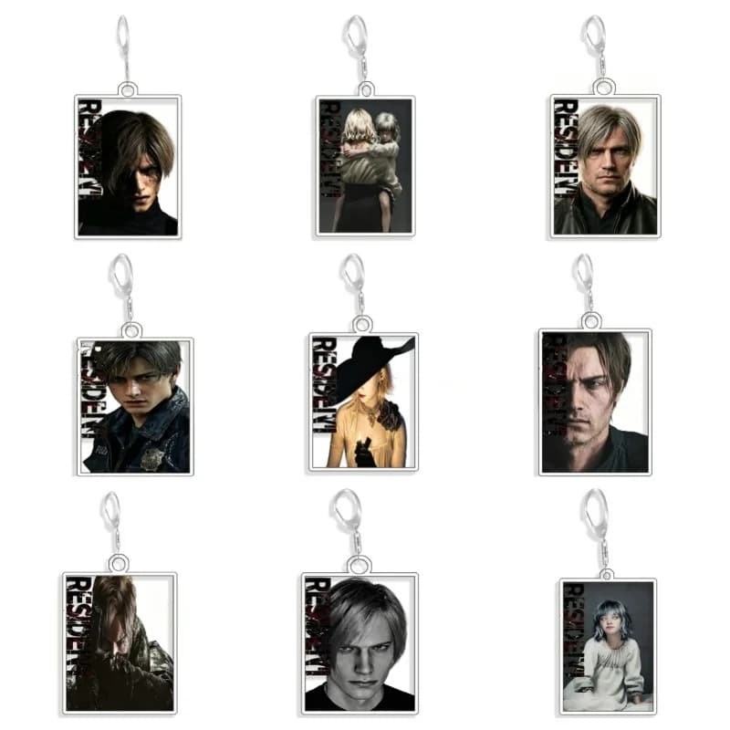 Keychain for RE Requiem Leon S. Kennedy Jill Valentine Chris Redfield Ada Wong Acrylic Anime Cartoon DIY Collection Toys Gifts
