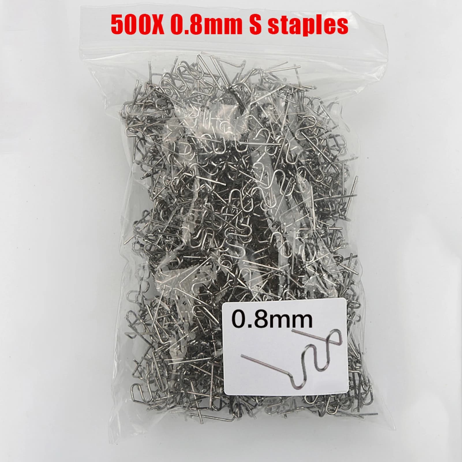 500 Pezzi 0.8/0.6mm Graffette Pre-tagliate Standard in Acciaio Inox per Saldatura Plastica, Riparazione Carrozzeria e Paraurti