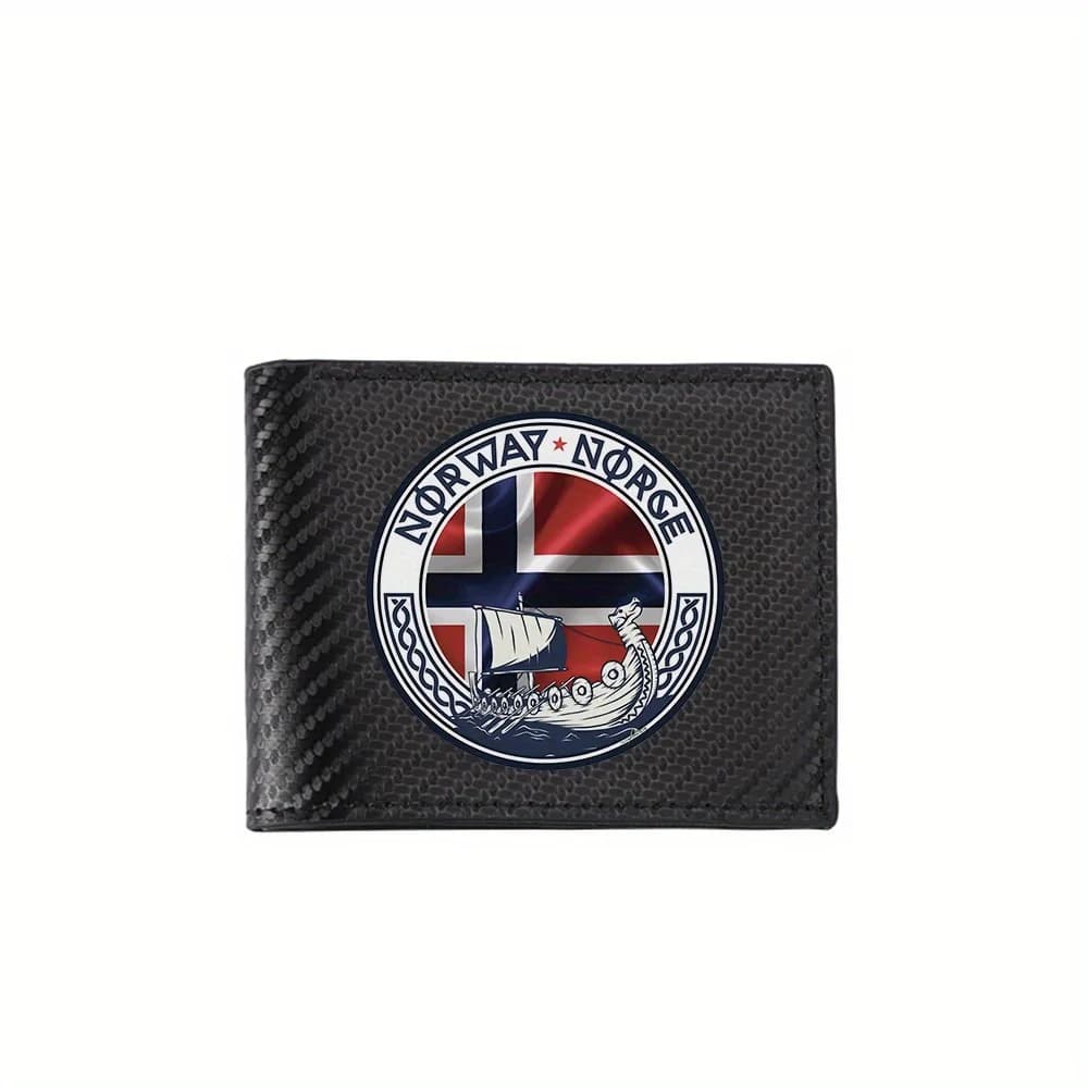 Bandiera della nave vichinga simbolo norvegese Portafogli da uomo Business semplice Design moderno ed elegante con stampa Regali per padre fidanzato Natale