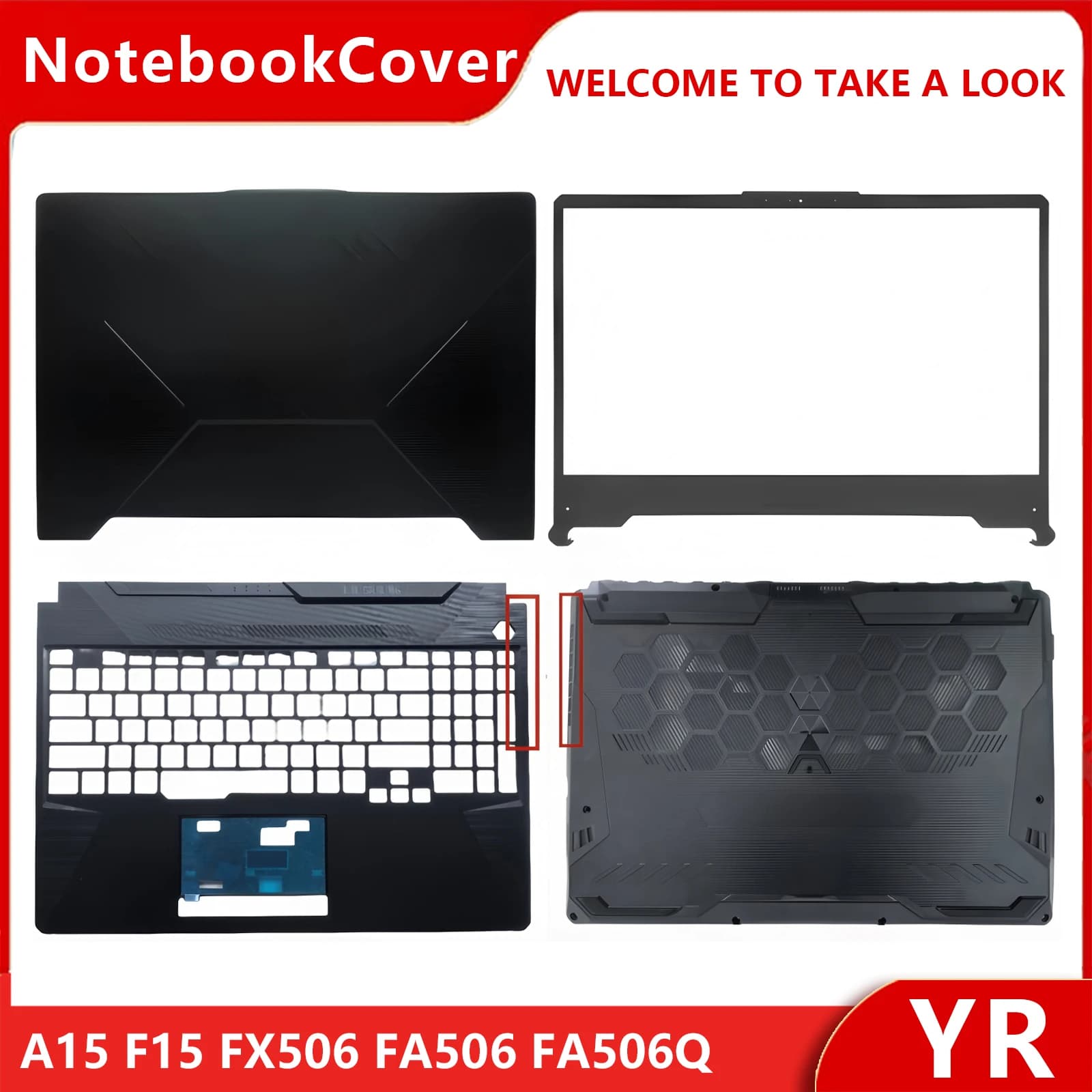 Asus A15 F15 FX506 Series Notebook LCD Back Cover Palm Rest Bottom Cover Compatible with FA506 FA506Q FA506U FX506U FX506H Model