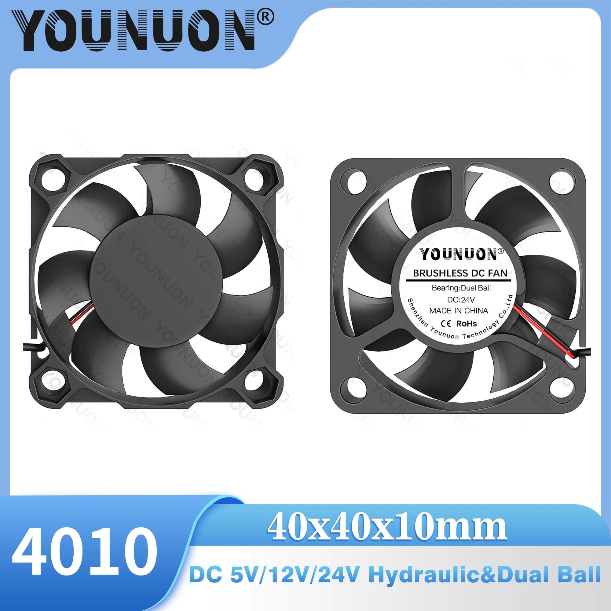 DC 5V/12V/24V 40mm 40x40x10mm ventola di raffreddamento doppia sfera e manicotto cuscinetto 40mm 4cm ventola di raffreddamento per stampante 3D PC Laptop