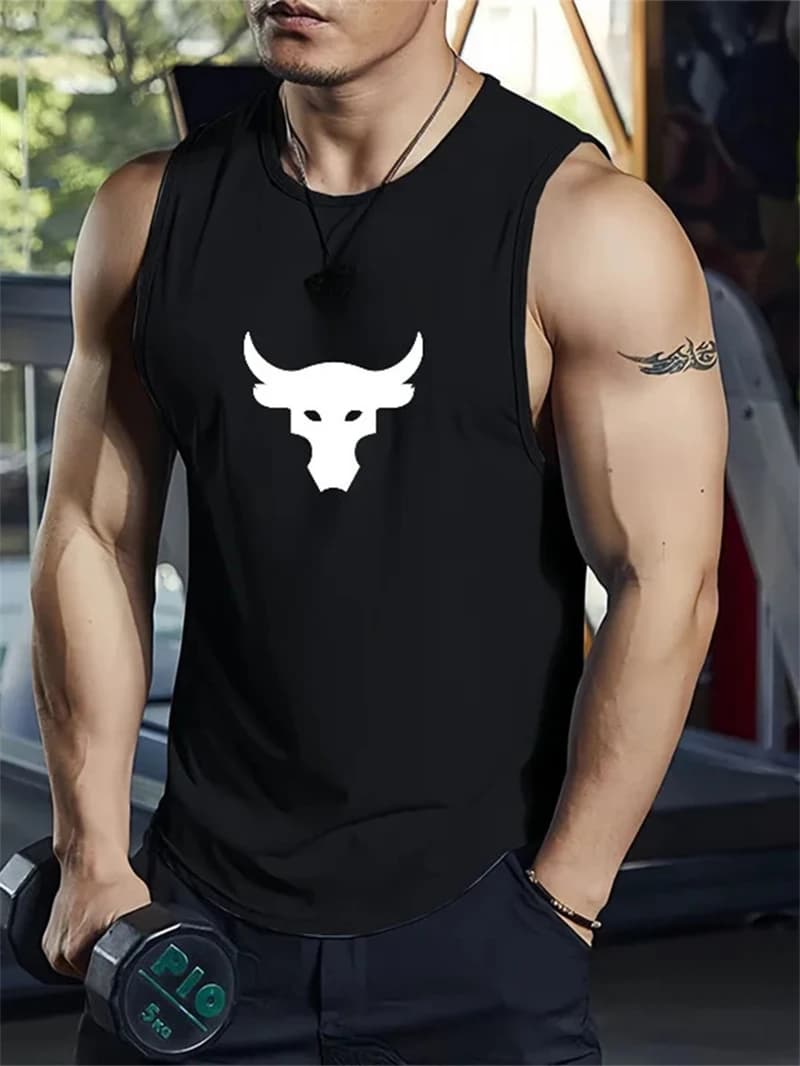 Canotte grafiche con testa di toro alla moda per uomo Trend Summer Gilet fitness sportivo stampato in 3D T-shirt da palestra larghe e traspiranti ad asciugatura rapida