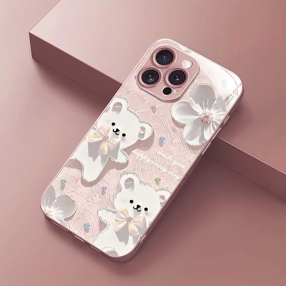 Custodia in vetro con motivo coniglietto carino per Samsung Galaxy S26 Ultra S26 S25 Ultra S25 S24 Plus S23 A56 A55 A26 A25 A07 A16