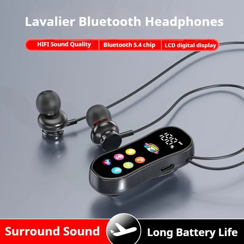 Cuffie Bluetooth con schermo HD Lavalier Riproduzione 30 ore suoni surround Cuffie con riduzione del rumore Auricolari wireless vivavoce nel microfono HD
