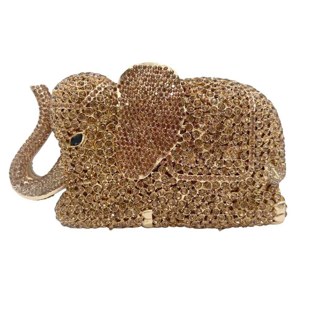 Pochette da sera stile elefante Pochette da donna in cristallo con strass rosa/giallo Borse da sposa da sposa Borse con strass per ragazze