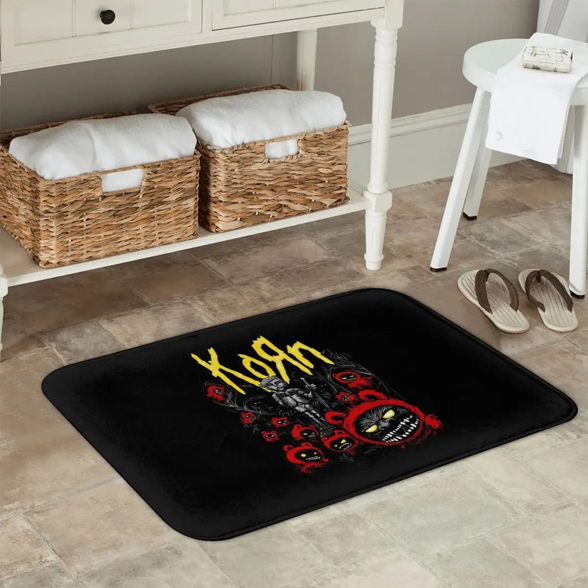 Korn Rock Band Logo Zerbino Cucina Ingresso Tappetino per la casa Tappeto antiscivolo per tappetini da bagno